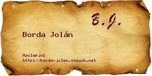 Borda Jolán névjegykártya