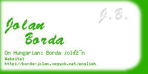 jolan borda business card